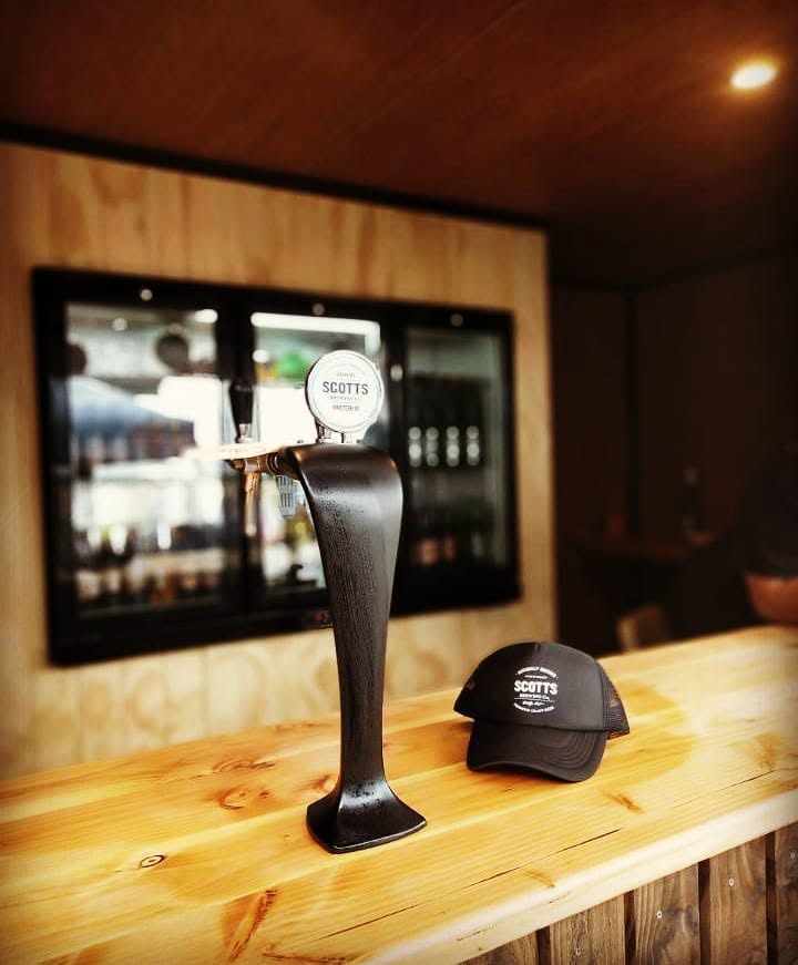 Keg tap and bar fridge inside The Tow Bar